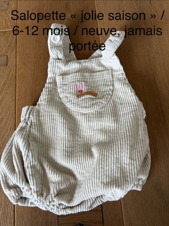 Salopette « jolie saison » 6-12 mois NEUVE